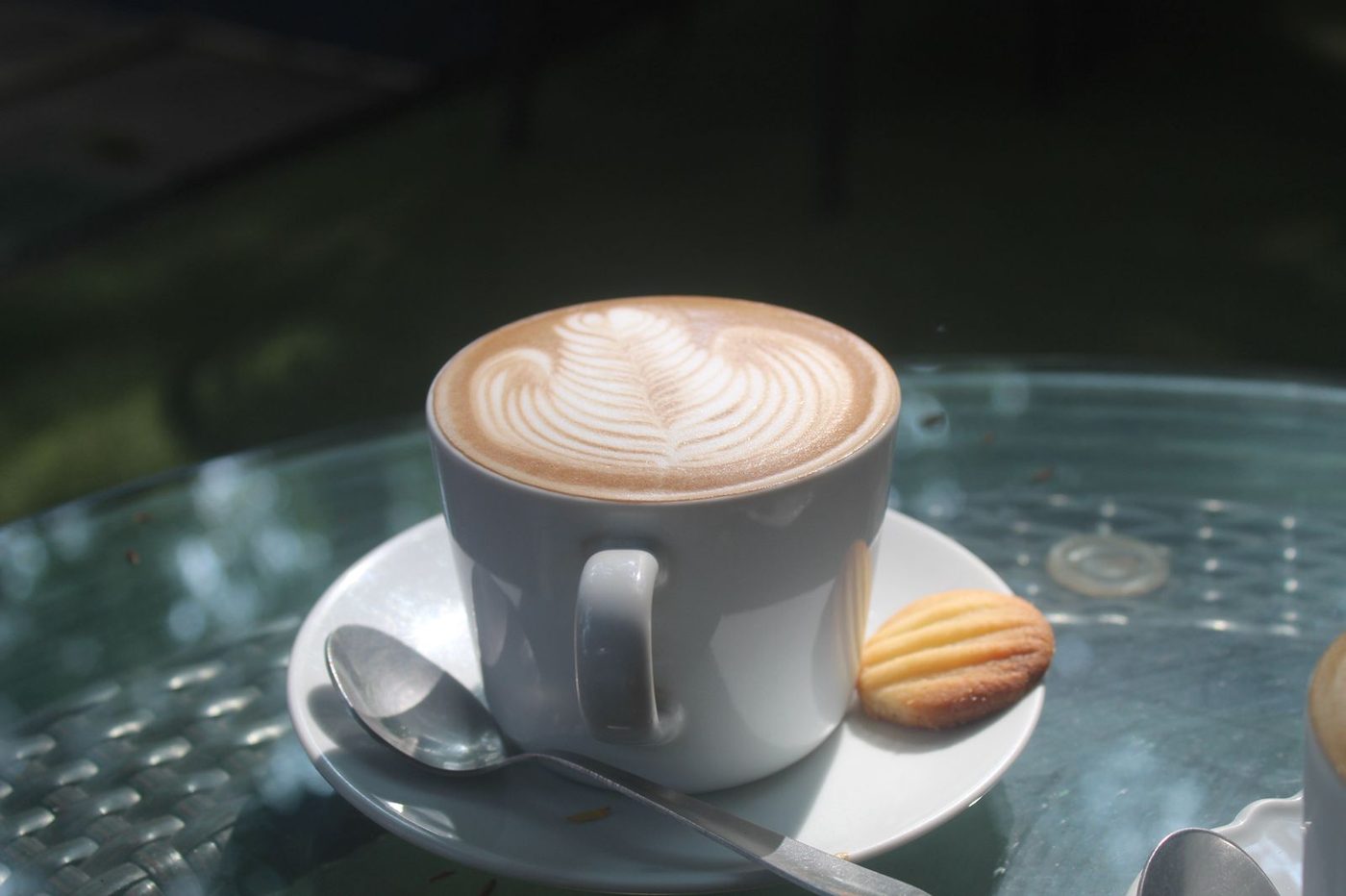 Close-up of latte art at Panache